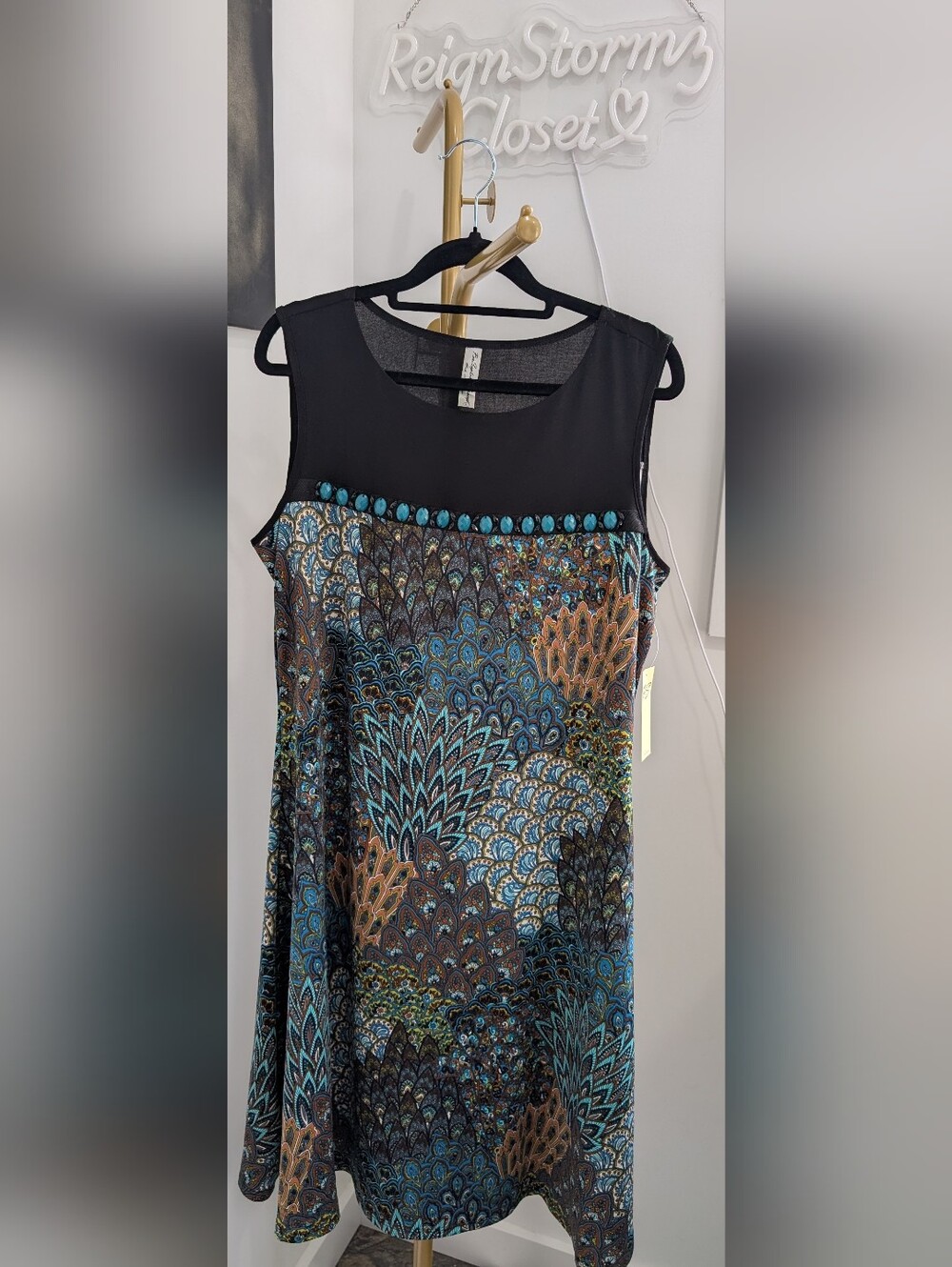 PerSeption Concept Peacock Feather Shift Dress